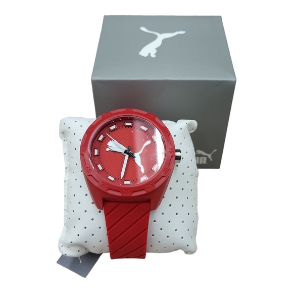 Puma Watch Mens Reset V2 Analog , Puma Cat Logo  Red Color ,  Water Resistant - Picture 5 of 6